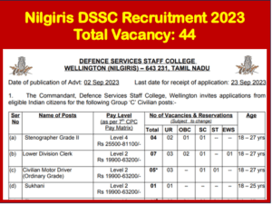 Read more about the article Nilgiris DSSC Recruitment 2023