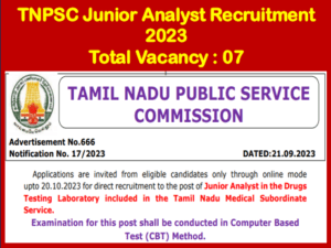 Read more about the article TNPSC Junior Analyst Recruitment