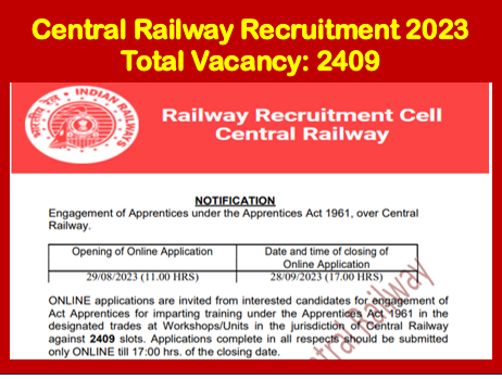 You are currently viewing Central Railway Recruitment 2023