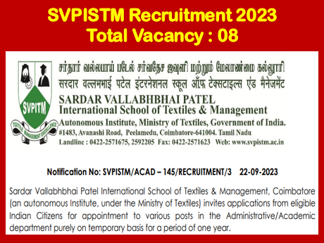 You are currently viewing Coimbatore SVPISTM Recruitment 2023