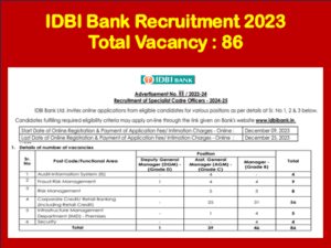 Read more about the article IDBI Bank Recruitment 2023