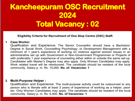 Read more about the article Kancheepuram OSC Recruitment